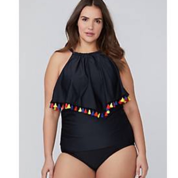 NWT Lane Bryant 20W Flounce Swim Tankini Top - Picture 1 of 7